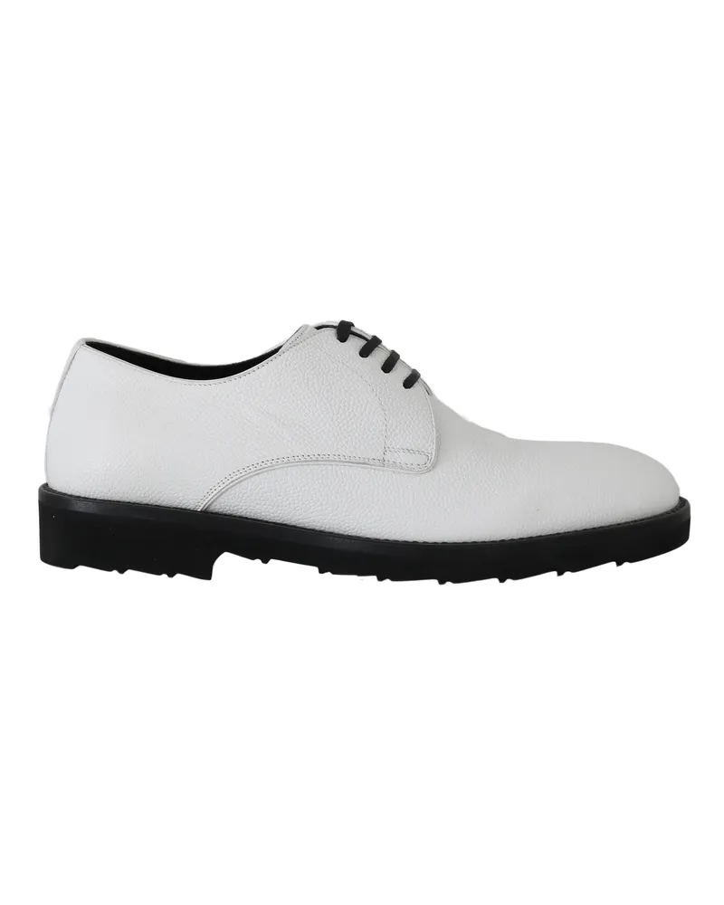 Dolce & Gabbana Weiße Leder Derby-Anzugschuhe Weiß