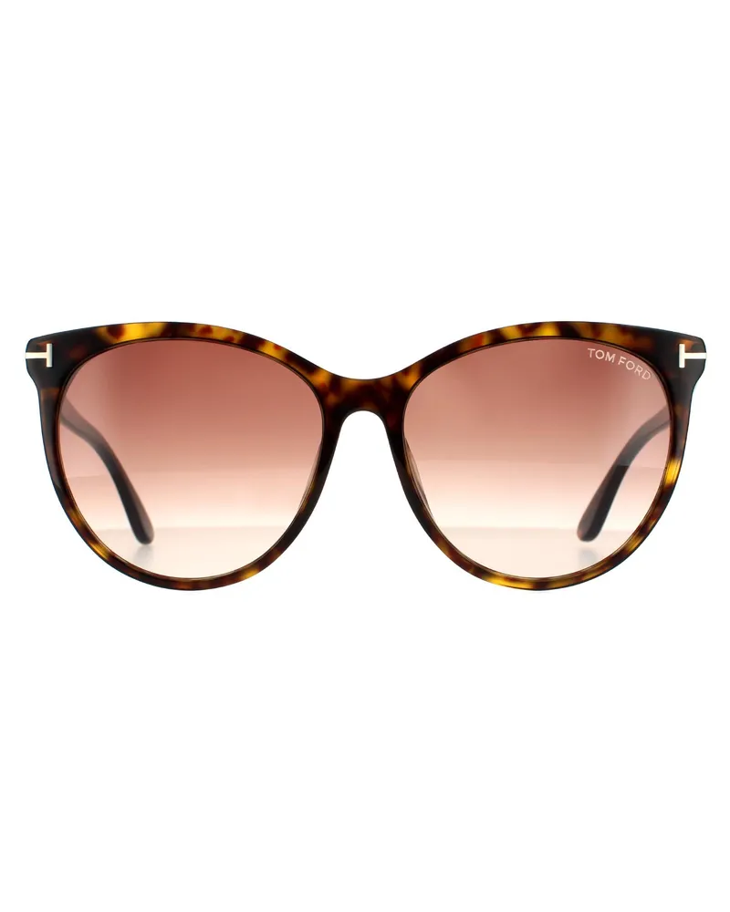 Tom Ford Cat Eye Womens Dark Havana Braun Gradient Sonnenbrille Braun