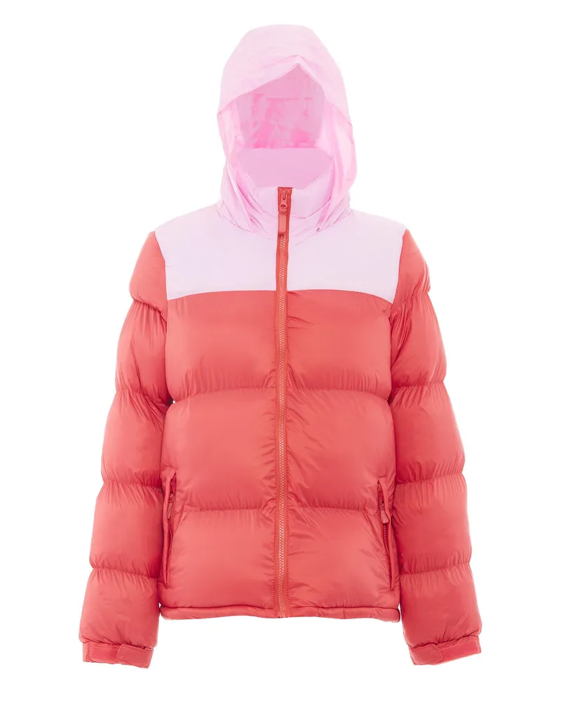 My Mo Wattierte Steppjacke Damen Sommerrot Süßes Pink Rot