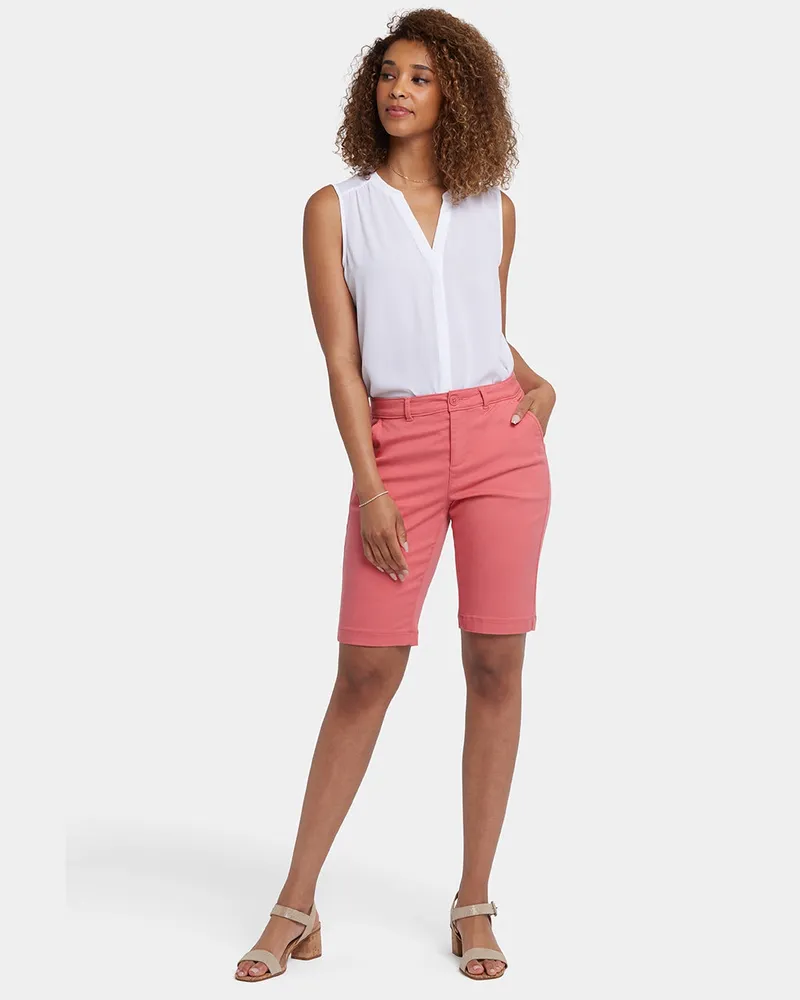 NYDJ not your daughter's Jeans  Bermuda-Shorts aus Stretch-Twill Korallenrot
