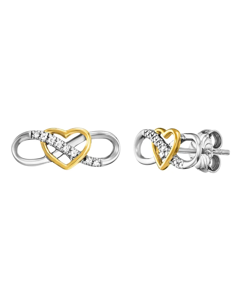 Julie Julsen Ohrstecker 925/- Sterling Silber rhodiniert/vergoldet  16 Zirkonia Infinity Mehrfarbig