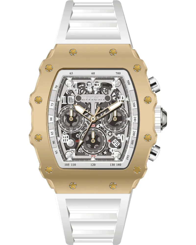 Invicta Racing 69701 Herrenuhr - Quarzwerk - Acryl mit silbernem Zifferblatt - 43 mm Gold