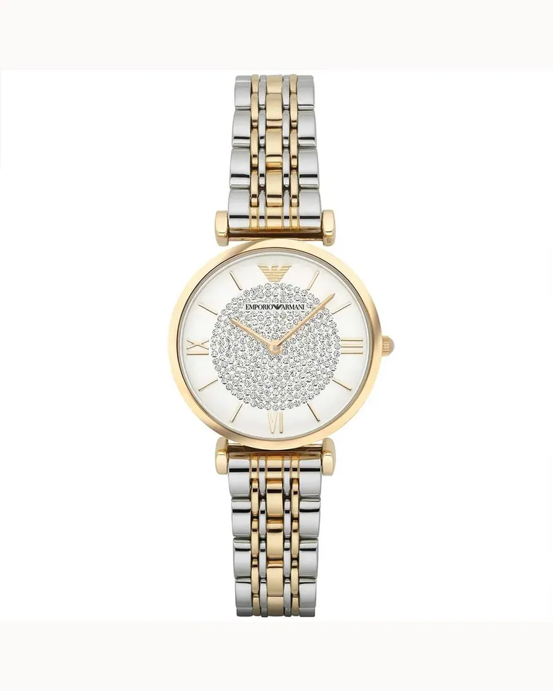 Emporio Armani AR8031 Damenuhr T-Bar Gianni zweifarbig Silber
