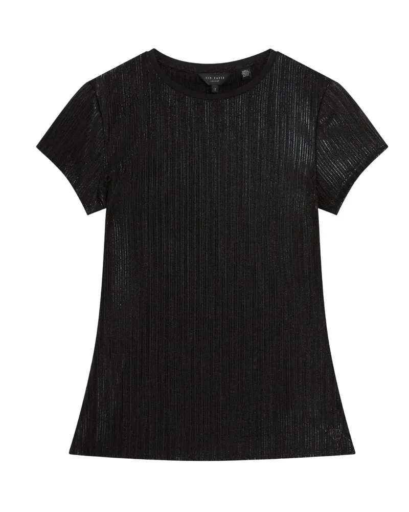 Ted Baker Katrino Metallic Kurzarm-t-shirt In Schwarz Mit Rundhalsausschnitt Schwarz