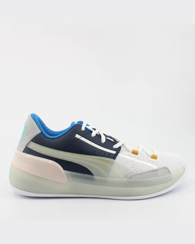 Puma Clyde Hartholz Herren synthetische Schnürtrainer 193664 01 Wollweiß