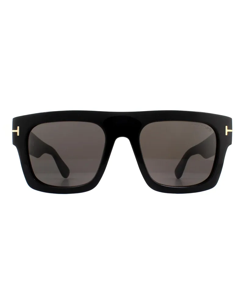 Tom Ford Square Mens Shiny Black Smoke Grey Sonnenbrille Schwarz