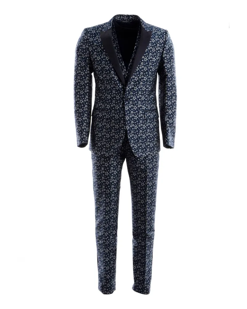 Dolce & Gabbana Men Stars 3 Pieces 1 Button Suit Marineblau