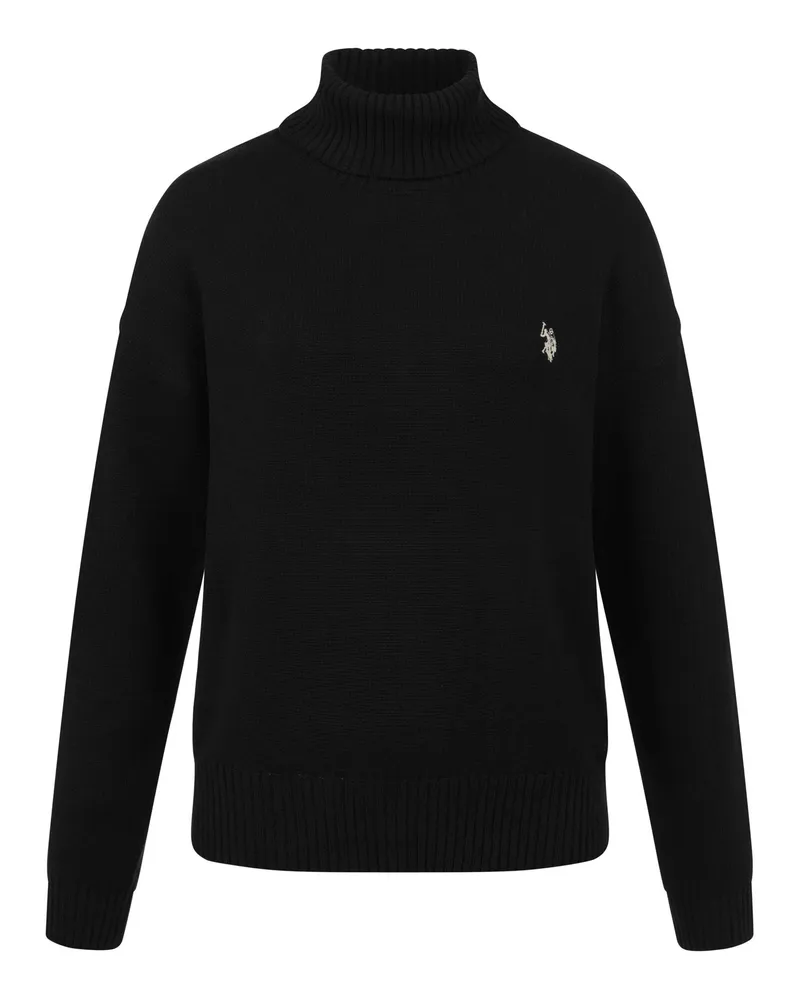 U.S. Polo Assn.  Damen Rollkragenpullover – 100% Baumwolle mit Stickerei Schwarz