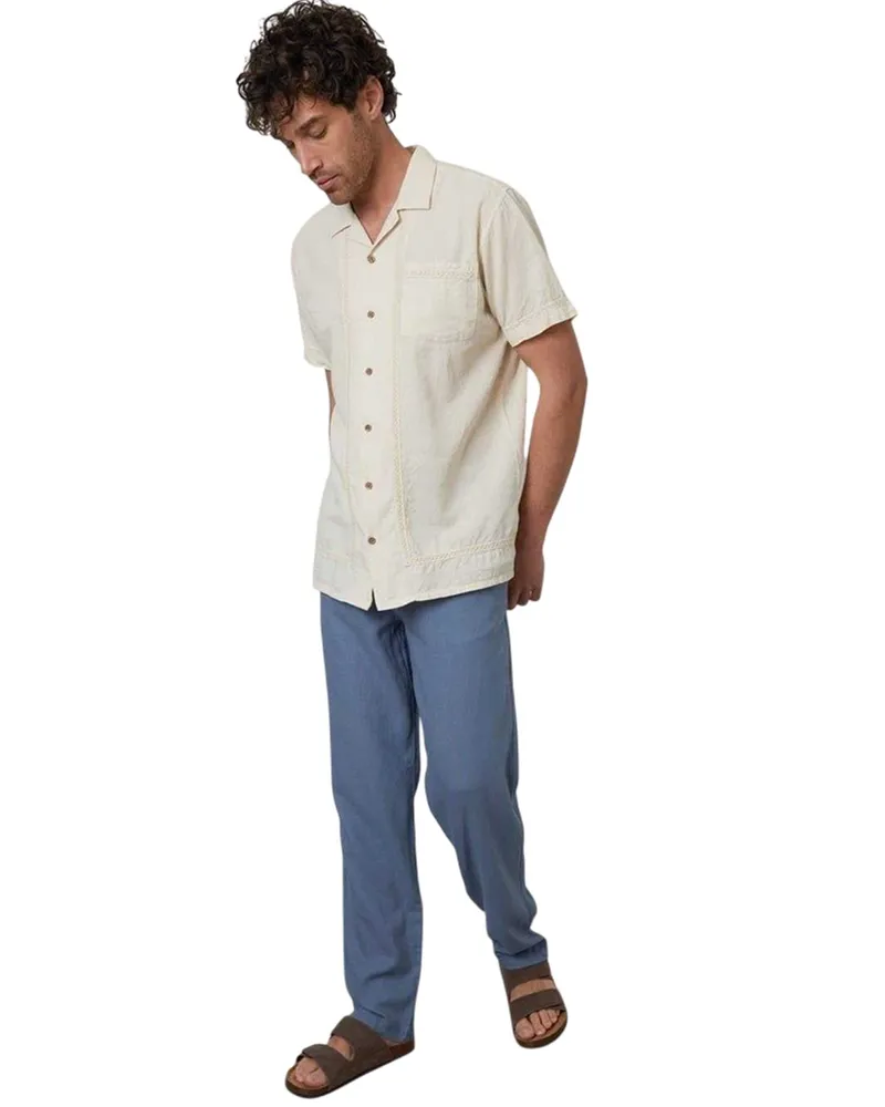 Threadbare Hemd für Herren, kurzärmlig (Natürlich Natur