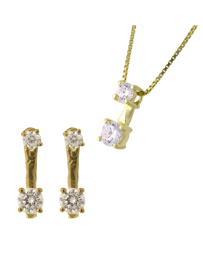 Orphelia Lykke' Damen 925 Sterling Silber Set: Kettenanhänger + Ohrringe - Gold SET-7128/G Gold