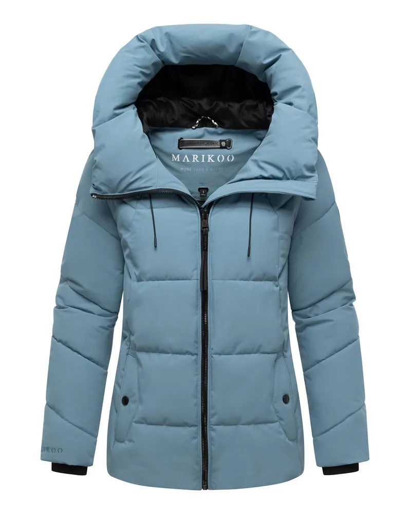 Marikoo Damen Winter Steppjacke Kuscheltatze XVI mit Kapuze Blau