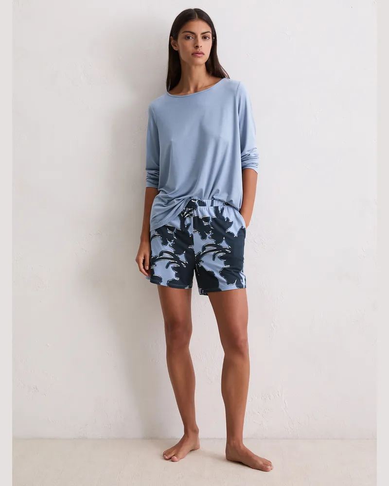 Marc O'Polo Pyjamaoberteil Mix N Match Cotton Modal Blau