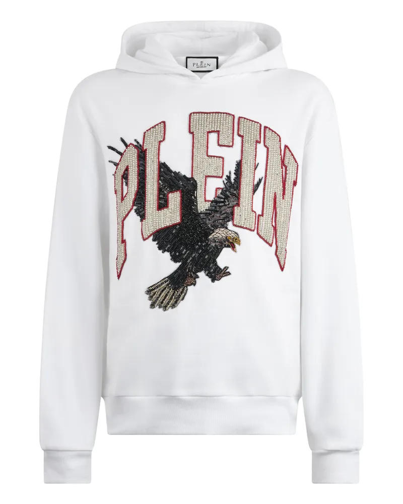Philipp Plein Kapuzen-Sweatshirt Eagle Weiß