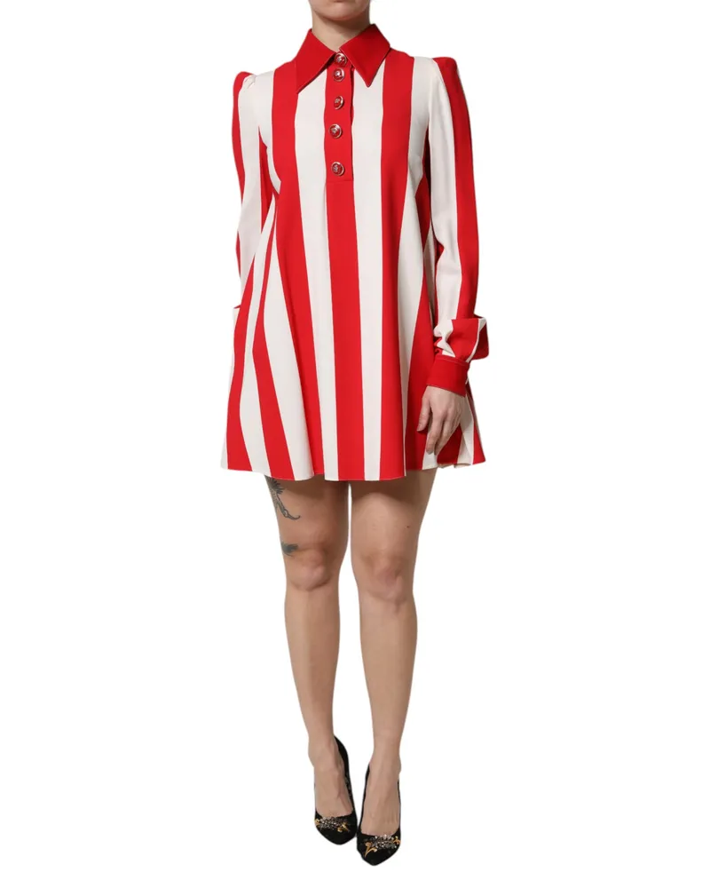 Dolce & Gabbana Gestreiftes Mini-A-Linien-Kleid - Rot Rot