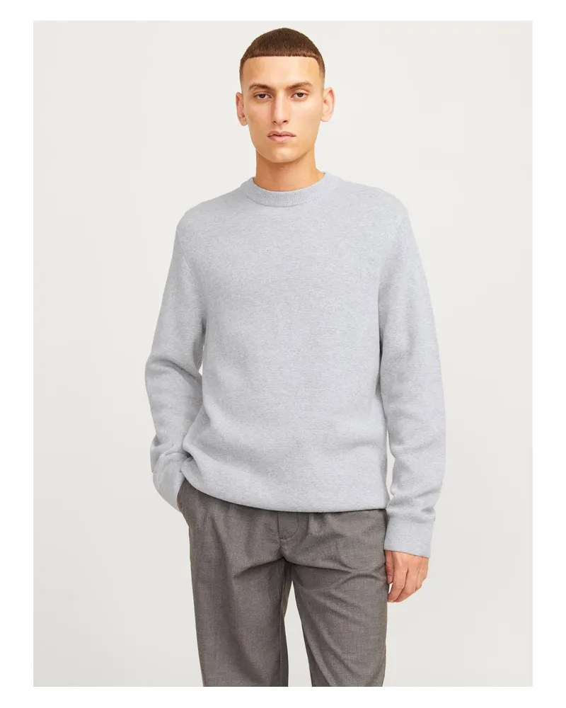 Jack & Jones Milano Stitch Baumwoll Herren Sweatshirt in Grau Hellgrau