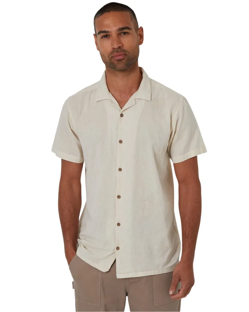 Threadbare Hemd für Herren, kurzärmlig (Natürlich Natur