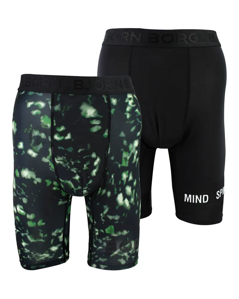 Björn Borg 2er-Pack Performance Feuchtigkeitsableitende Boxershorts mit langem Bein für Männer Mehrfarbig