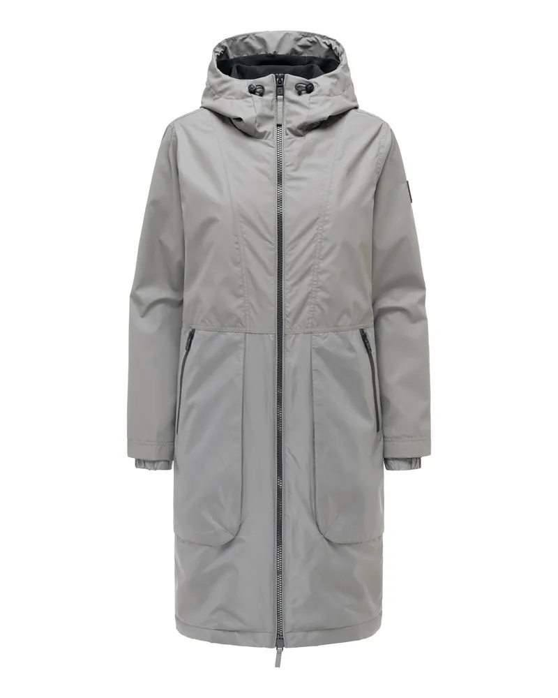 NAVAHOO Damen Parka Übergangsjacke Edelumhang mit Kapuze Grau