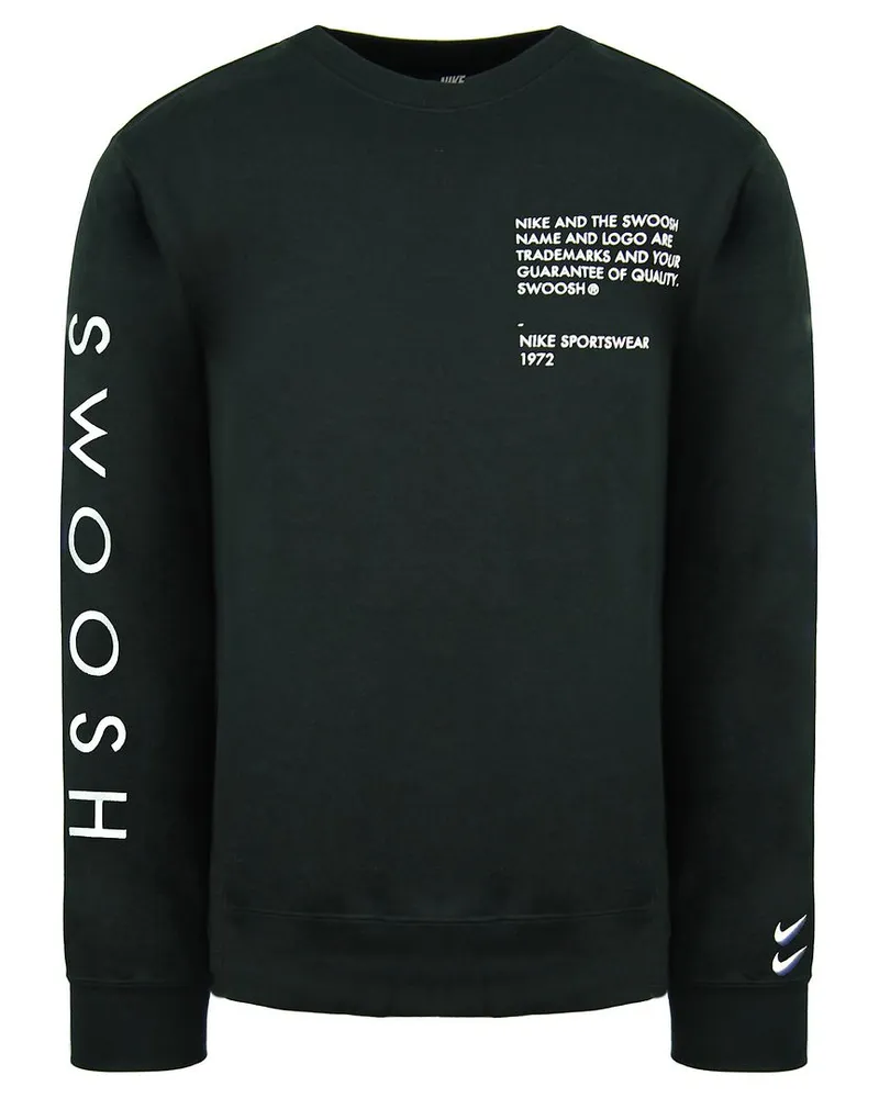 Nike Swoosh Long Sleeve Crew Neck Schwarze Herren Pullover Cu4035 010 Schwarz