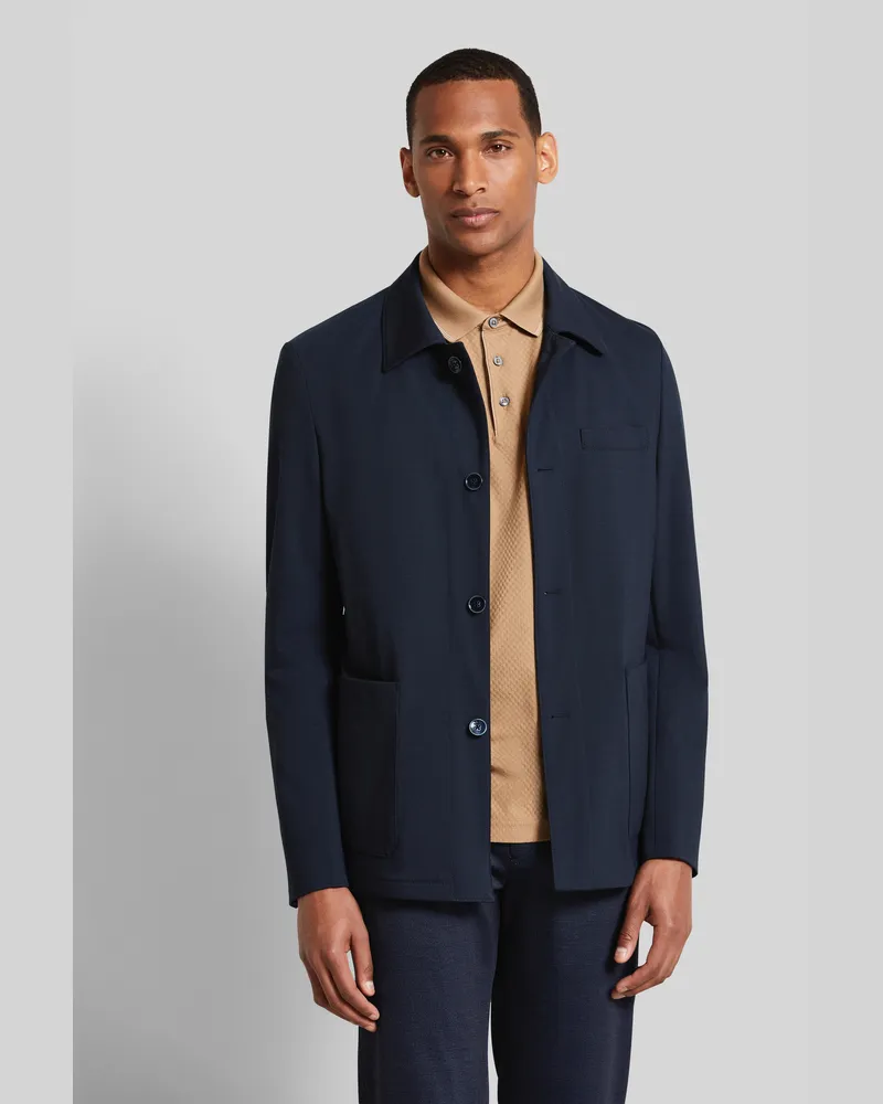 Bugatti Herren Hemdkragensakko aus edlem Jersey Marineblau