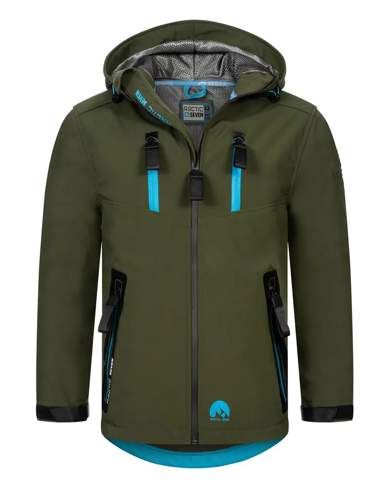 Arctic Seven Herren Softshell Jacke AS-306 – Outdoor Funktionsjacke, wasserabweisend, winddicht Grün
