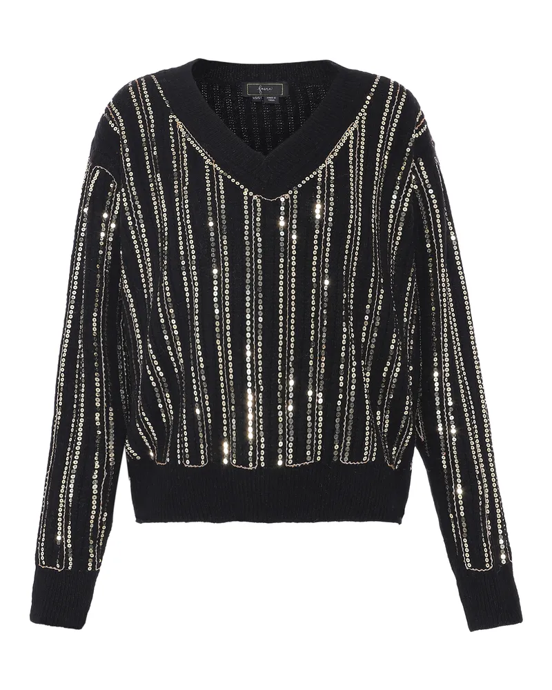 FAINA Strickpullover mit Pailletten Damen schwarz Schwarz