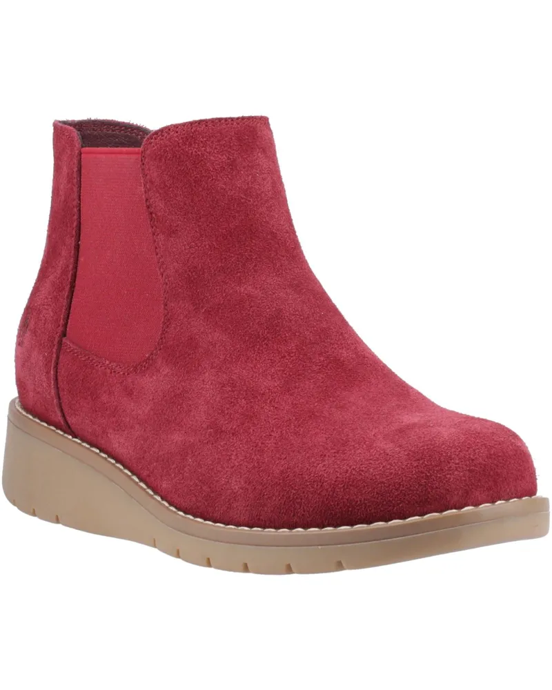 Hush Puppies Leonie Wildleder Damen Burgunder Flach Chelsea Stiefel Rot