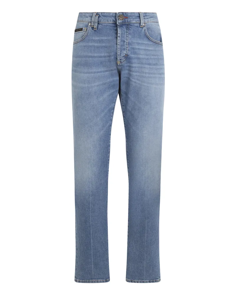 Philipp Plein Super Straight Cut Jeans Basic Cocco Label Hellblau