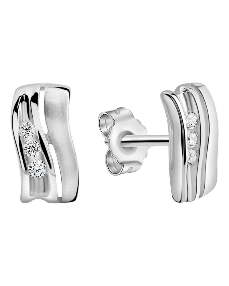 ZEEme Basic Ohrstecker 925/- Sterling Silber rhodiniert Zirkonia Silber