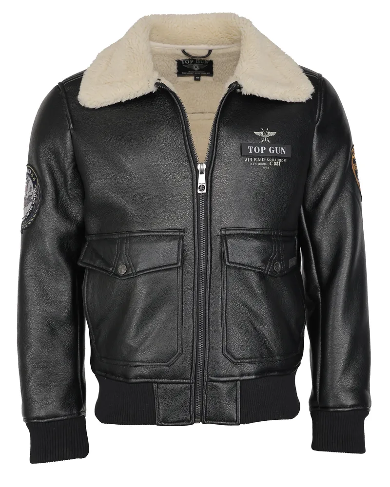 Top Gun Lederimitatjacke TG20213035 mit Kunstfellkragen Schwarz