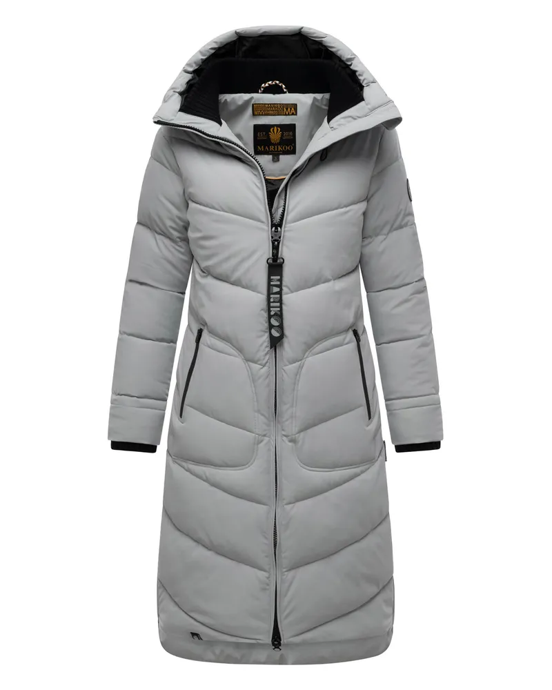 Marikoo Benikoo langer Damen-Wintermantel, warm und gestylt - Grau Grau