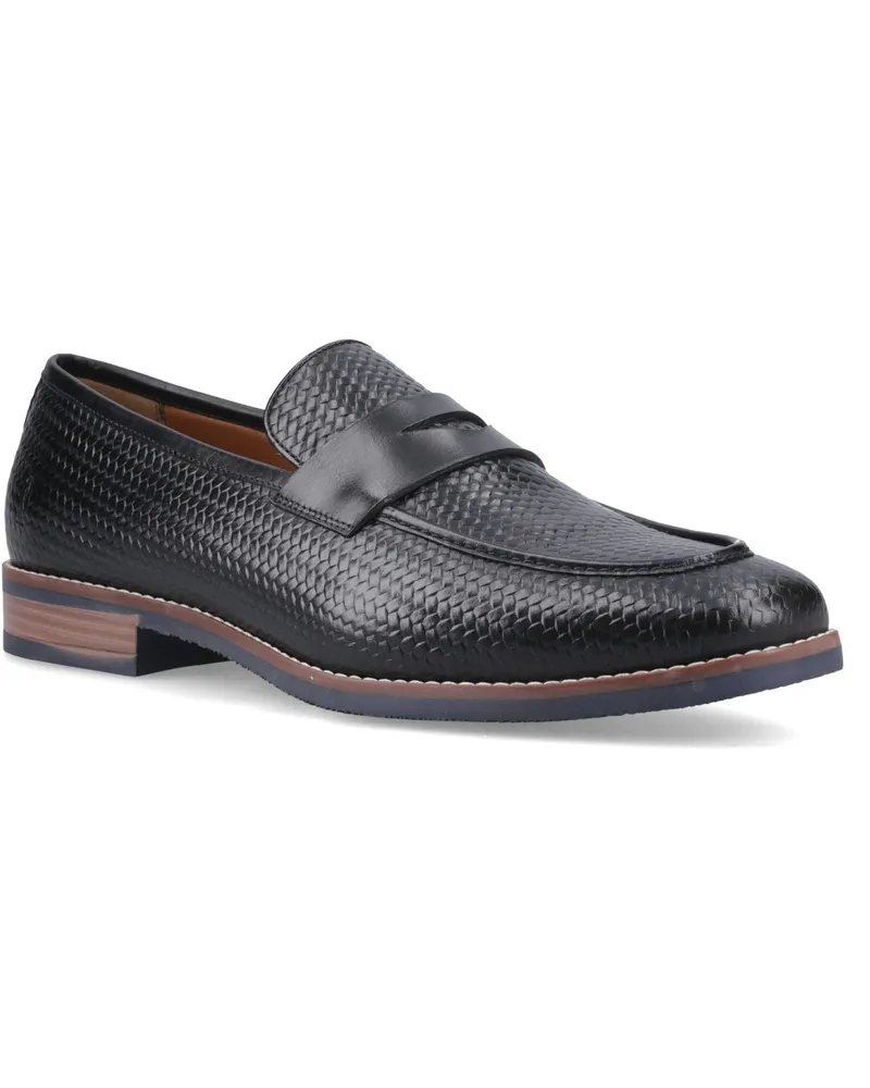 Hush Puppies Mitchell Leder Schwarze Herren Slipper Schwarz