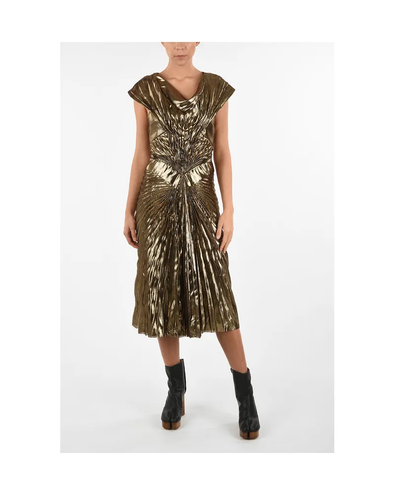 Maison Margiela drapiertes Empire-Kleid aus Kunstleder - Gold Gold