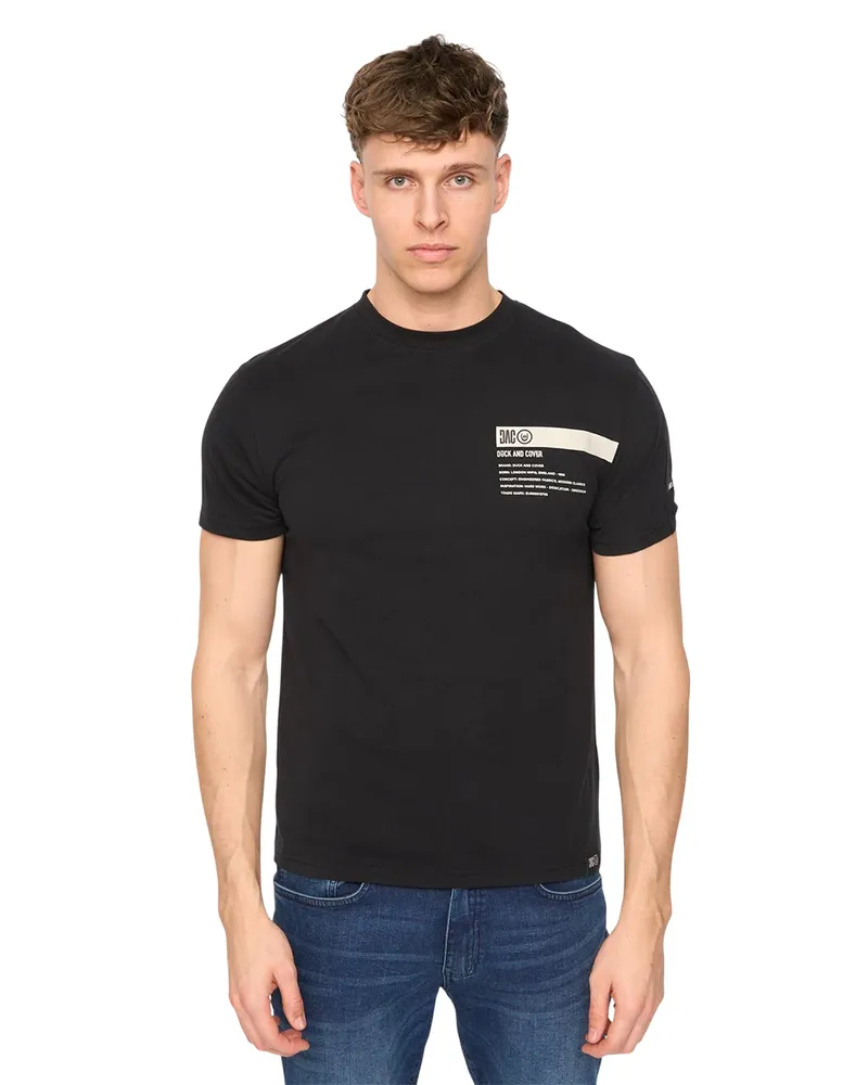 Duck and Cover Tatick" T-Shirt für Herren, Angerauhte Baumwolle (Schwarz Schwarz