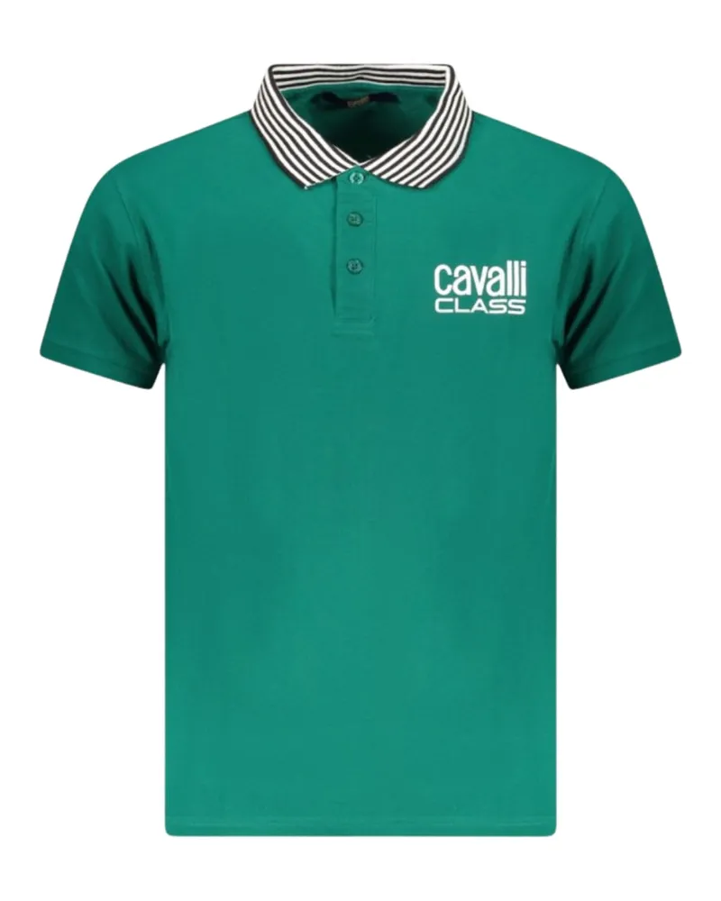 Roberto Cavalli Gestreiftes Poloshirt mit Kragen (Ottanio) - Grün Grün