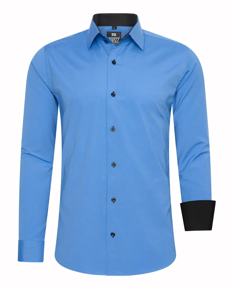 Rusty Neal Overhemd Slim Fit  Blau Blau