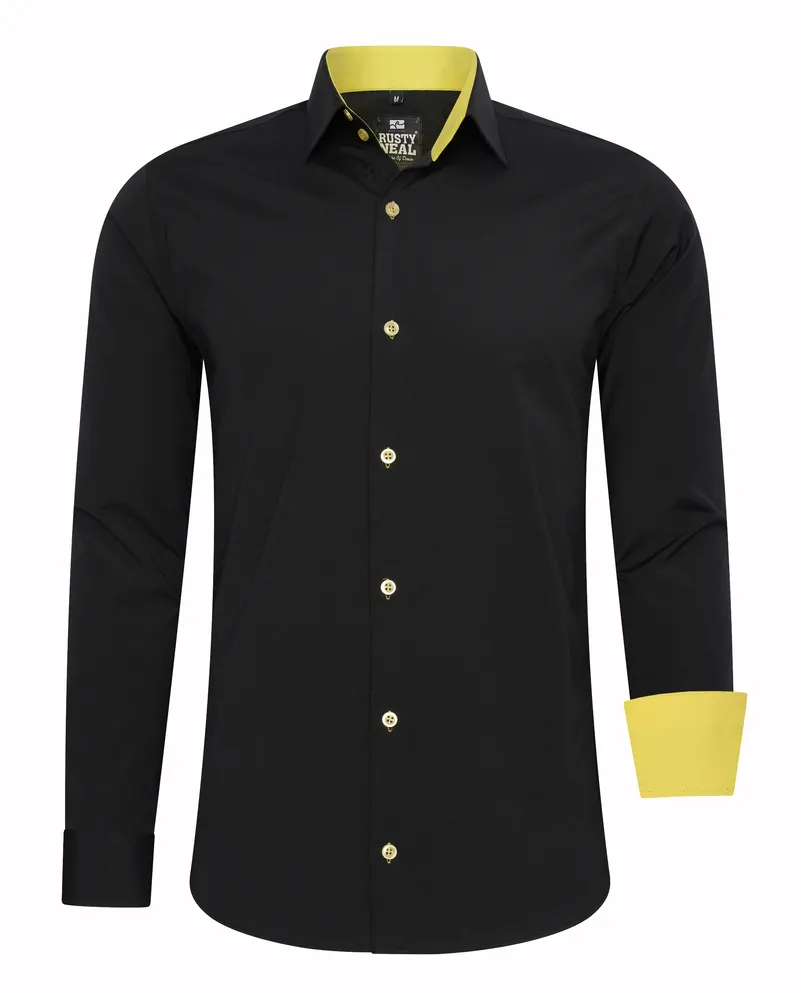Rusty Neal Business Hemd S - 6XL Slim Fit Premium Cotton-Stretch Schwarz