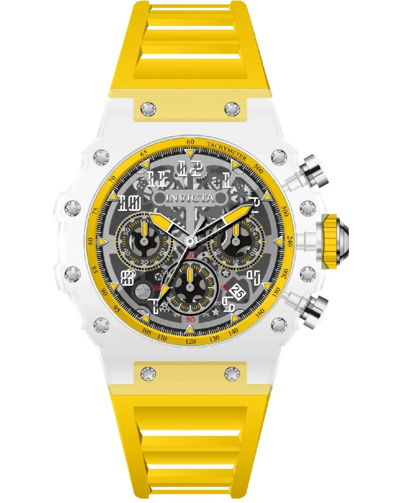 Invicta Racing 69677 Herrenuhr, Quarzwerk, Acrylgehäuse, silbernes Zifferblatt, 43 mm - Weiß Weiß