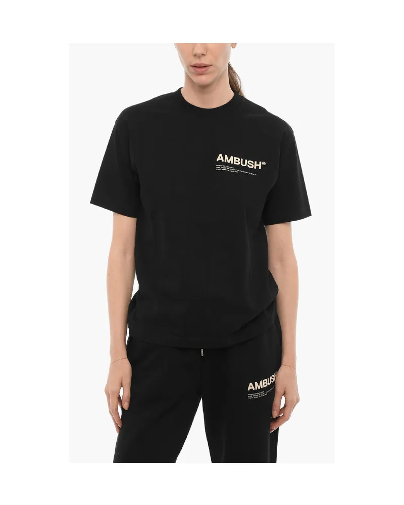 AMBUSH Einfarbiges Rundhals-T-Shirt mit kontrastierendem Logo in Schwarz Schwarz