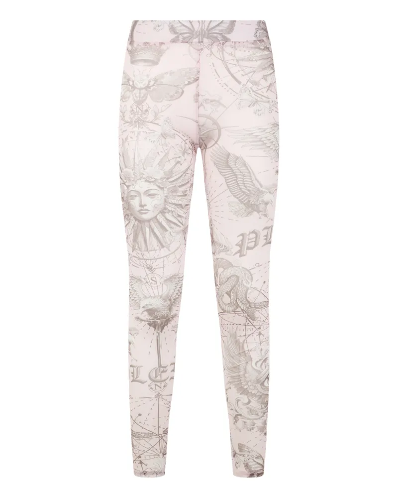 Philipp Plein Tulle Leggings Butterfly Tattoo Rosé
