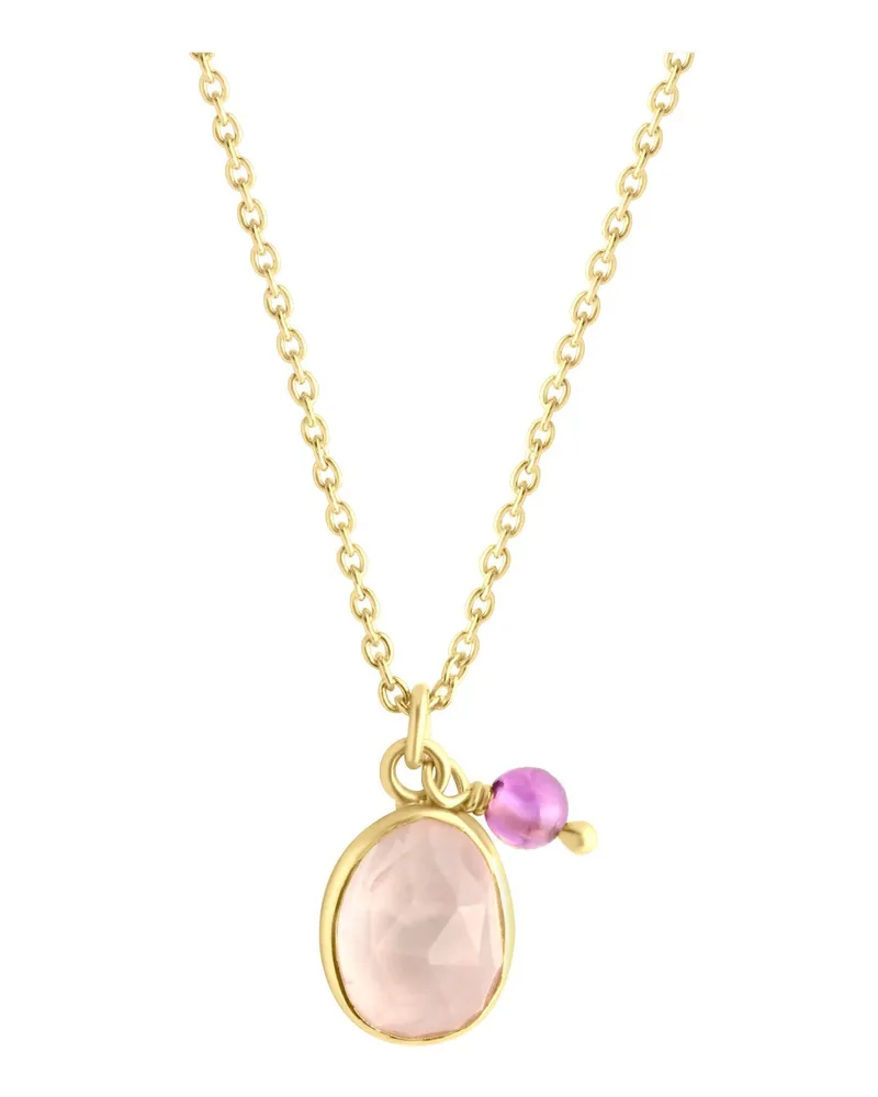 Jamelli Halskette aus 925er Silber, vergoldet, mit Amethyst und Rosenquarz - Gold Gold
