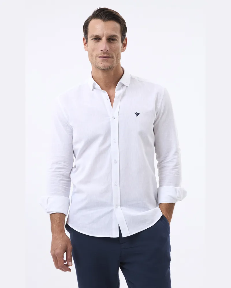Felix Hardy Hemd Leinen-Shirt Weiß