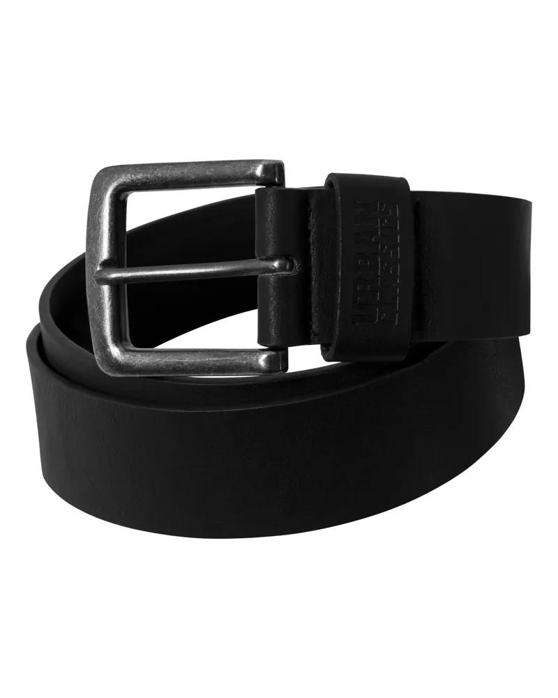 Urban Classics Gürtel, Unifarben, Kunstleder (Schwarz Schwarz