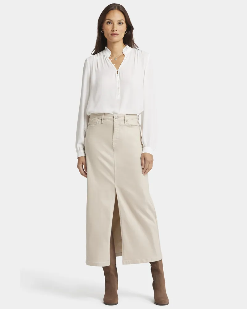 NYDJ not your daughter's Jeans  Hoch geschnittener langer Rock mit vorderem Schlitz Beige