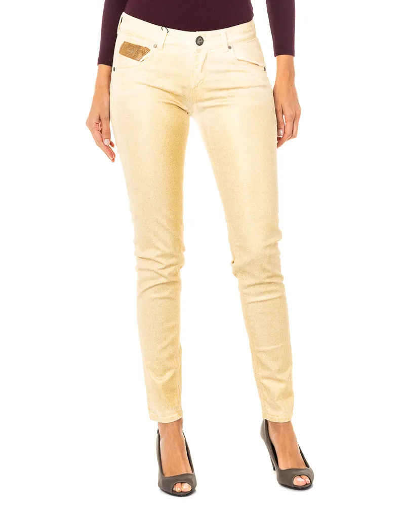 La Martina Stretchhose mit Glanzeffekt und schmal geschnittenem Saum HWT012 woman Gold