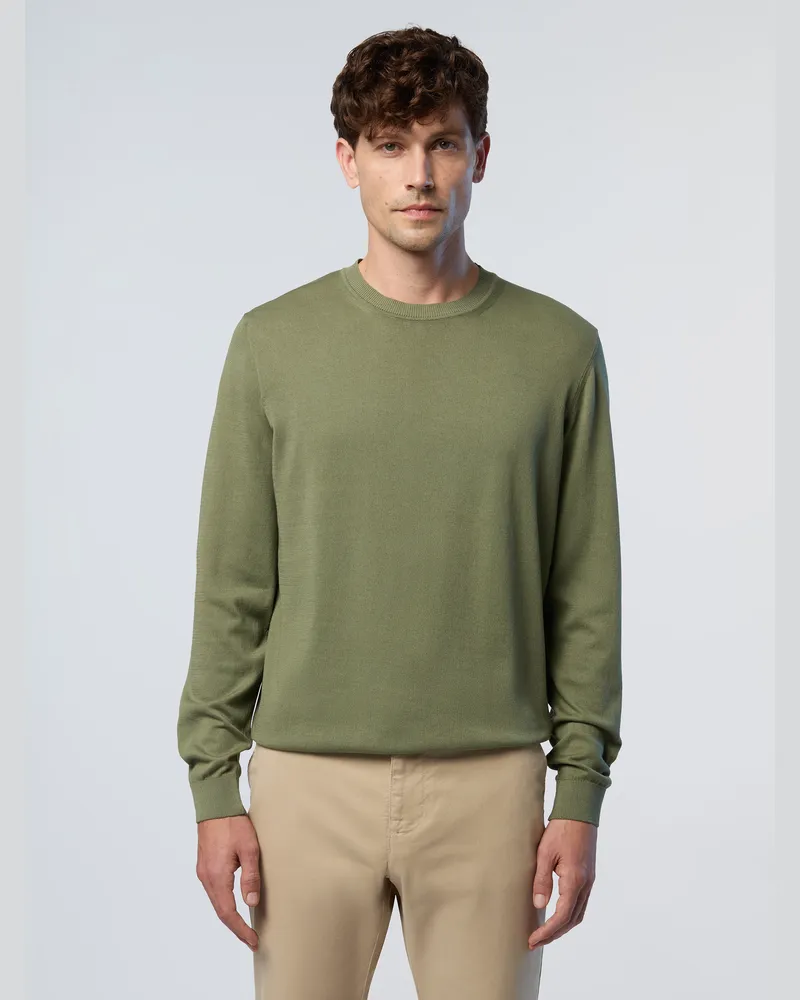 North Sails Pullover Rundhalsausschnitt mit Logo-Etikett Dunkelgrün