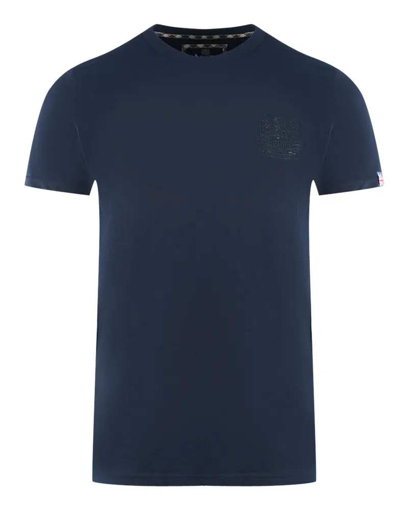 Aquascutum London Tonal Aldis Logo Marineblau T-Shirt Blau