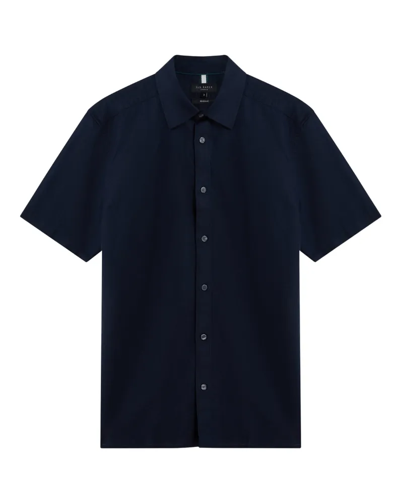 Ted Baker Zebra Regular Navy Leinenhemd Dunkelblau