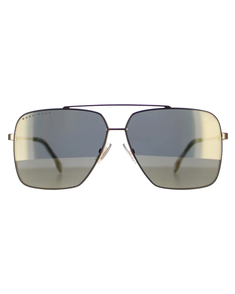 HUGO BOSS Aviator Herren Gold Grau Elfenbein Spiegel BOSS 1325/S Gold
