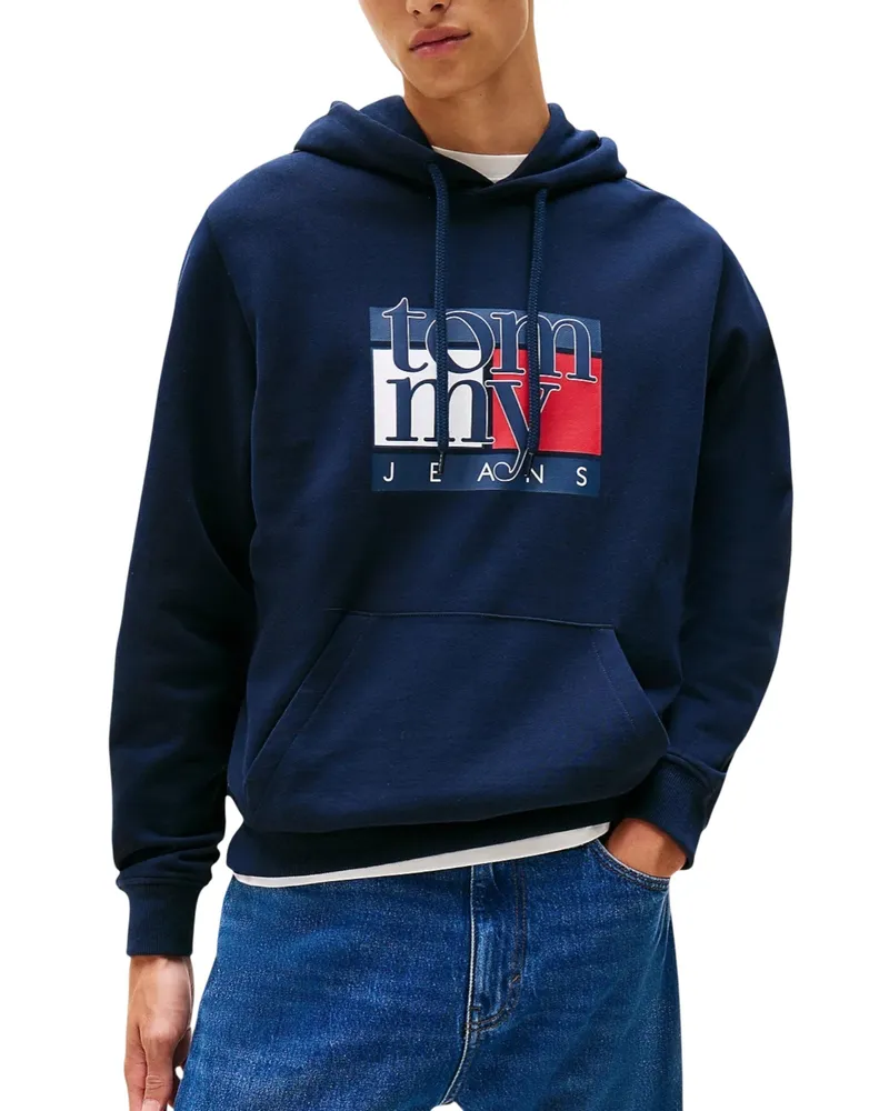 Tommy Hilfiger Logo Kapuzenpullover Dunkelblau